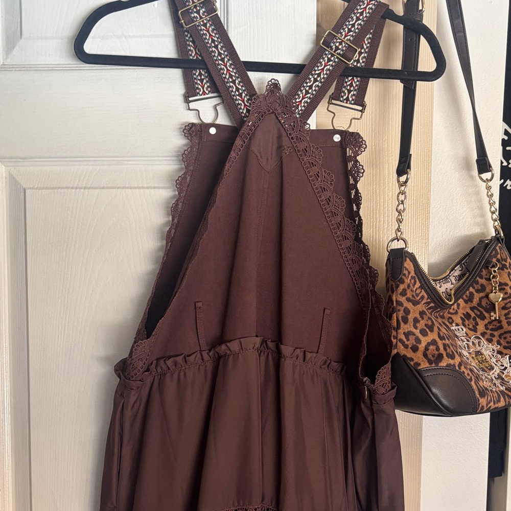 Brown Overalls dress - this was worn once - Picture 7 of 11